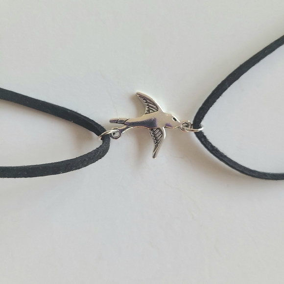 Boho Black Faux Suede Bird Choker - Picture 6 of 6